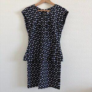 SANDRO Silk Mini Dress – Women’s Small – Navy Blue Multi-Color